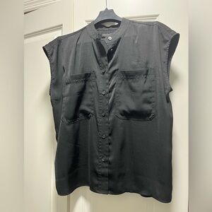 Banana Republic Black Button-Down Sleeveless Shirt
